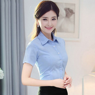 White Shirt Women's Slim-fit Long-sleeved Short-sleeved Business Wear plus size Work Clothes Summer White Blue White Shirt Women's New Arrival