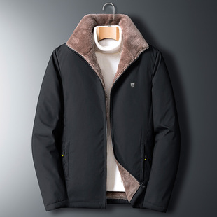 Cross-border fleece-lined Thickened Super Thick Coat Dad Clothes Men's Middle-aged and Elderly Cotton Clothes with Vertical Collar Winter Cotton-padded Coat
