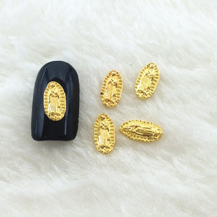 New Nail Art Jewelry Japanese Magazine Same Style Metal Jewelry Cross Oval Nail Jewelry Sticker