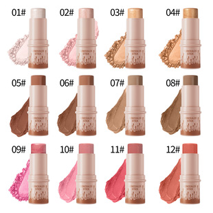 Многоцветная палочка для макияжа Hellokiss с подсветкой и румянами Bronzer, трехмерная многофункциональная восстанавливающая палочка с естественным осветлением