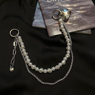 Double-layer chain suit chain decoration belt pants hanging chain accessories pearl jk waist chain ins hip hop