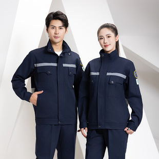Spring and Autumn Cotton Anti-Flame Retardant Work Clothes suit Men's Labor Protection Clothes with Reflective Strip High Temperature Steelmaking Anti-scalding Electric Welding Work Clothes