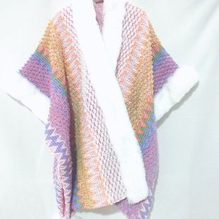 High Standard Wool Collar Shawl Yunnan Knitted Xinjiang Dali Lijiang Coat Scarf Travel Thickened Cape Cloak