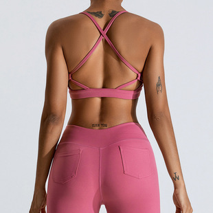 European and American shockproof nude feeling beauty back yoga bra women's running sports underwear quick-drying outdoor tight fitness yoga clothes
