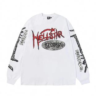 Американские Hells Hell Stars High Street хип-хоп с короткими рукавами пара мужчин и женщин ins темная футболка VTG прилив ретро длинные рукава