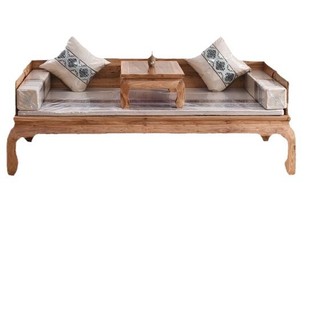 New Chinese-style Luohan Bed Old Elm Living Room Small Apartment Solid Wood Telescopic Sofa Push-pull Couch Solid Wood Sofa