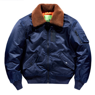 Autumn and Winter cotton and thickening Bomber Jacket Men's Lapel Casual Overwear Coat American Men's Loose Fur Collar All-match