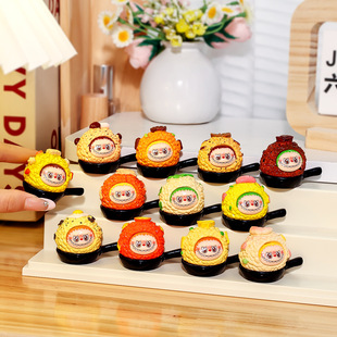 Cartoon Rabbit Fried Rice Collection Cute Doll Resin DIY Desktop Ornaments Live Broadcast Blind Bag Wholesale