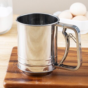 New Semi-automatic sifter Handheld Stainless Steel Flour Sieve Household Mesh Sieve Baking Tools Sprinking Mesh Sieve