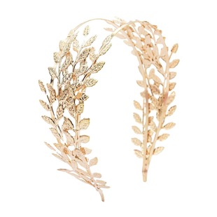 European and American Cross-border Baroque Bride Leaf Hair Hoop Headband Amazon Greek Goddess Crown Wedding Dress Foreign Trade Hair Accessories