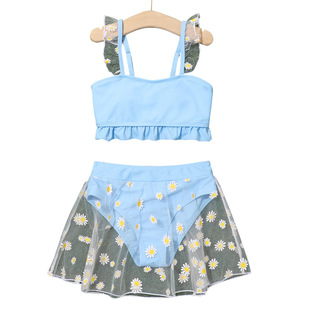 2024 Children's Split Swimsuit Two-Piece Girls' Mesh Gauze Skirt Swimsuit for Big Children Cross-Border Foreign Trade Swimsuit