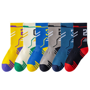 Autumn children's socks non-slip basketball tube socks sweat-absorbent breathable deodorant sports socks breathable mesh cotton socks wholesale