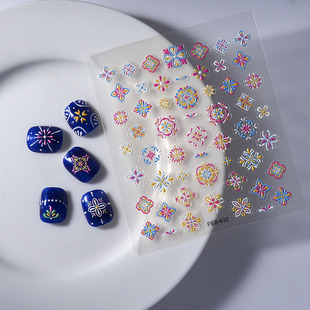 FEB new craft light luxury hollow relief nail stickers three-dimensional 2023 new bohemian thin transparent nail stickers