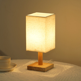 Nordic Solid Wood Fabric usb Table Lamp Decorative Bedroom Bedside Lamp Study Dormitory Remote Control Led Night Light Creative
