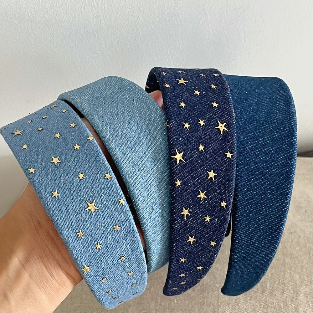 Super Cool Star Wide-Brimmed Denim Headband Niche Design Five-Pointed Star Headband Simple Fashion Sexy Hairpin Hair Accessories