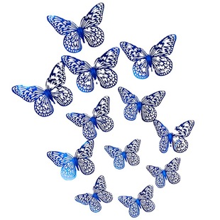 Hot Selling 3D Hollow Blue Black Butterfly Wall Decorations Home Living Room Three-dimensional Butterfly Decorative Stickers