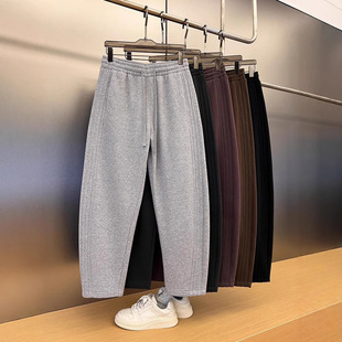 Casual Pants Men's Spring, Autumn and Winter fleece-lined Thickened 2024 New Loose Straight Scimitar Pants Sports Long Pants