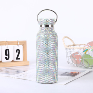 New American-Style Diamond-Encrusted Stainless Steel Thermos Cup, Creative and Fashionable Internet Celebrity Space Kettle, Simple and Portable Sports Kettle