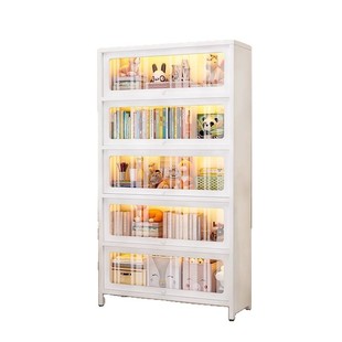 Steel Bookshelf with Door Glass Bookcase Floor Multi-Layer Dustproof Handmade Display Cabinet Household Storage Cabinet Storage Cabinet