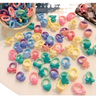 10 pack ~ Sweet Love star towel ring children small size not hurt hair cute bear Mickey durable headband