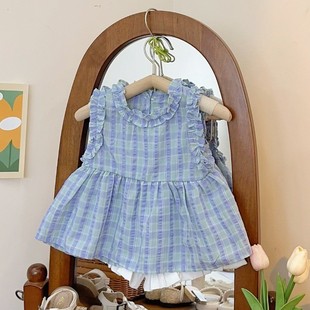 suit girls summer plaid top shorts 2025 summer new baby children's two-piece children's clothing wholesale generation