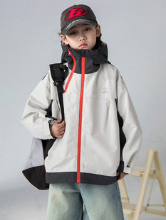 Boys' charge coat 2025 spring new large children's spring stitching outdoor waterproof ruffian handsome boy jacket
