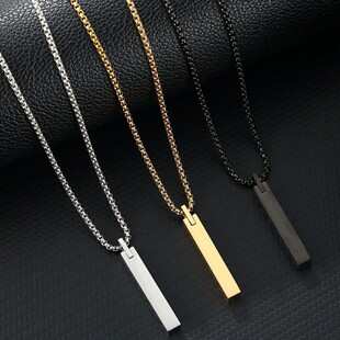 New European and American cross-border hot selling ins style stainless steel glossing column pendant simple all-match sweater titanium steel necklace