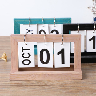 Desktop Square Page Turning Perpetual Calendar Wooden Retro Art Calendar Office Creative Cute Small Ornaments 3