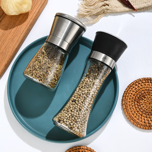 Stainless steel pepper grinder pepper powder manual grinding bottle kitchen household glass seasonings bottle wholesale