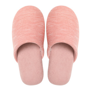 Ke Yiyuan Japanese style simple solid color knitted closed toe mute soft bottom home indoor couple floor slippers autumn and winter New