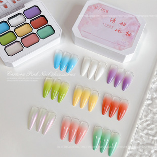 Nail art nine square patting glue 2025 spring and summer new wash-free high saturation vignetting gradient painted nail polish wholesale
