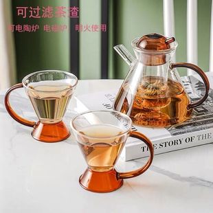 Factory supply teapot glass tea set with tea cup health pot home American retro gift box teapot