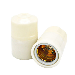 Milky yellow suspension lamp holder e27 straight mouth screw lamp holder ceramic/copper/aluminum ring multi-specification lamp holder lamp holder factory
