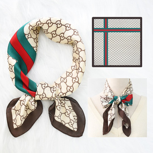 Vintage carriage four-leaf clover square scarf women's sunscreen beach ins imitation silk Joker scarf scarf wholesale