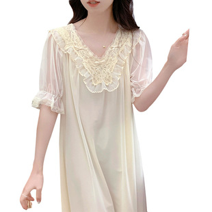 Nightdress for Women summer sweet cute French court princess style high-grade sexy bridal morning gown home wear new