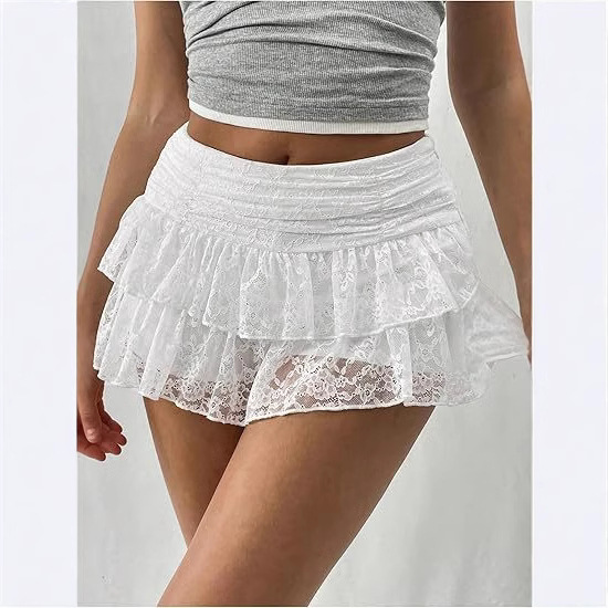 New cross-border European and American style multi-layered cake-style short skirt, sexy and fashionable lace trim skirt.
