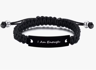 Couple Engraving Bracelet Black and White Rope Adjustable Flat Knot Woven Steel Brand Bracelet Stainless Steel Curved Brand Woven Bracelet