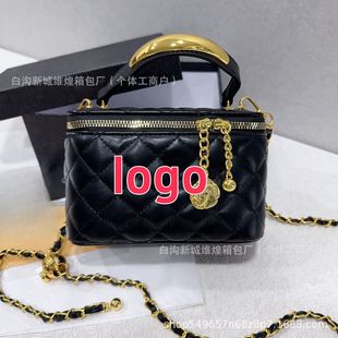2025 summer spring new diamond lattice small gold ball chain small square bag camellia small fragrance portable shoulder bag cross-border