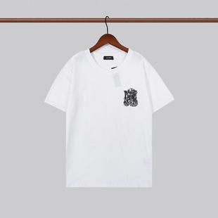 amiri Summer Street Snake Venom Python logo Letter Short-sleeved Men's and Women's Fashion Brand Round Neck Front and Rear Printed Loose T-shirt