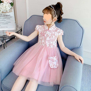Hanfu Girls Summer платье Принцесса Юбка Летняя новая иностранная девушка Юбка Cheongsao Детская юбка Платья