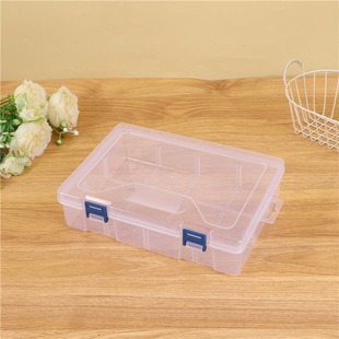 Double-layer 8-compartment empty box rectangular transparent plastic mask packaging box digital finishing box accessories plastic box with lid