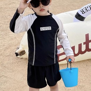 Children's swimsuit Boys' long-sleeved sun protection quick-drying girls' two-piece swimsuit baby children's seaside beach swimsuit