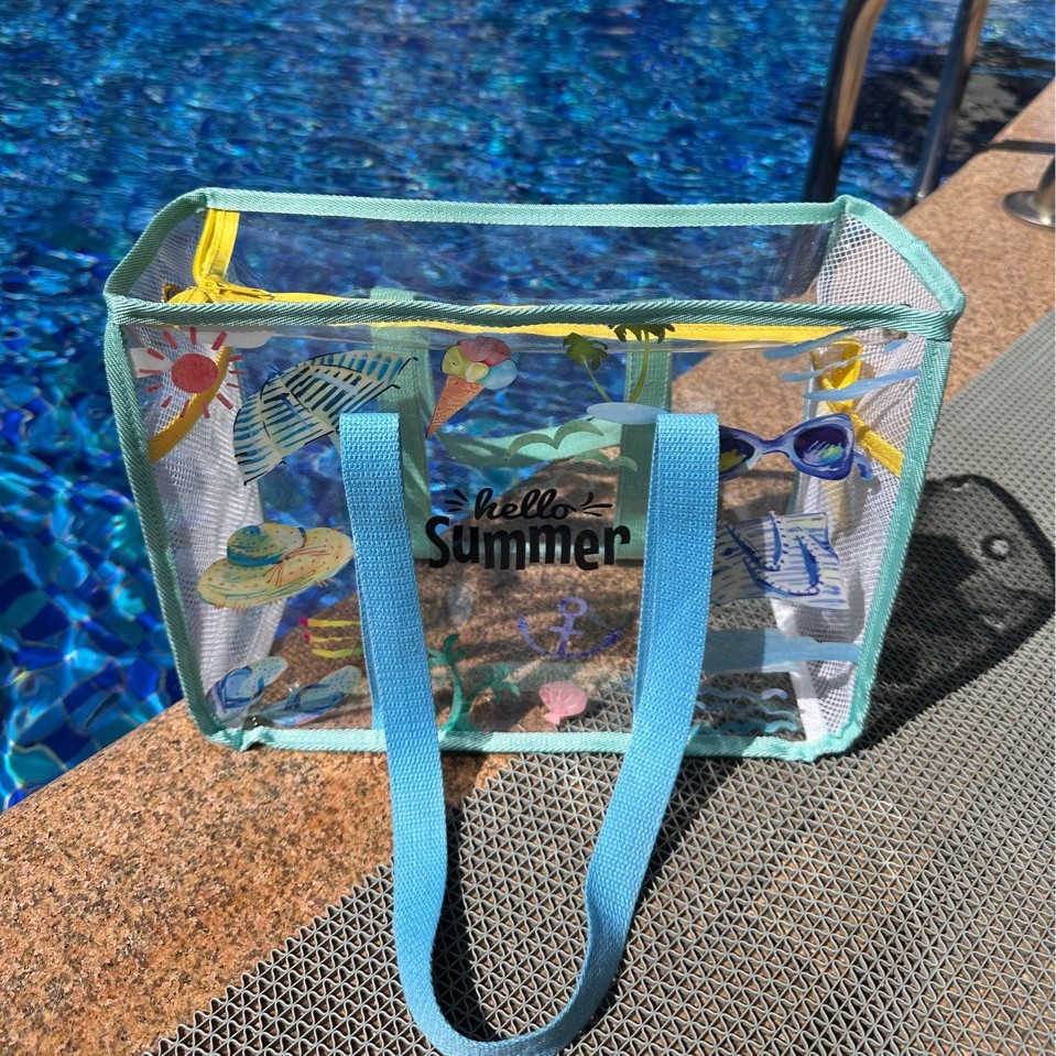 Yaqiao New Waterproof Transparent Swimsuit Storage Bag, Large Capacity Jelly Handbag, Beach Bag, Bathroom Toilet Bag