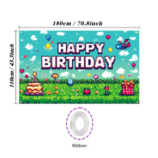 Amazon Cross-Border Birthday Background Cloth Couplet Party Decoration Cartoon Flag Kidsren's Birthday Celebration Arrangement Banner Hanging Cloth
