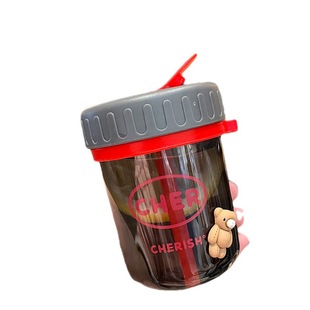 Factory Direct supply small water Cup Girls High-looking with straw Cup summer student simple portable transparent plastic cup