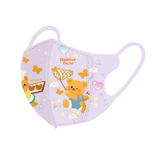 Children's Masks for Kidsren Aged 4-12 Butter Bear Stereo Independent Packaging Cartoon Cute Free Shipping Wholesale Supports Cross-in