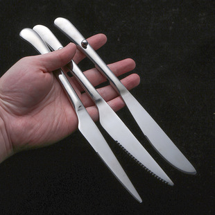 Stainless Steel Western-Style Knife, Fork, and Spoon Cutlery Set for Restaurant, Elegant Tableware with Beads, Thickened Household Steak Knife, Fork, and Spoon