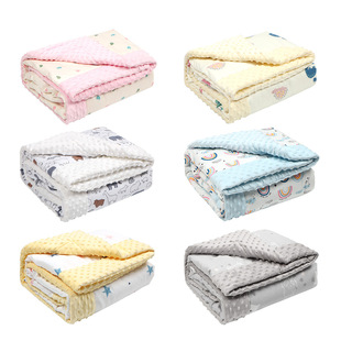 Spot wholesale spring and autumn children's thick nap quilt INS style baby blanket baby soothing beanie blanket