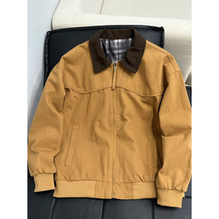 [533 people's collection] 2024 autumn Detroit work coat new casual lapel jacket neckline color contrast