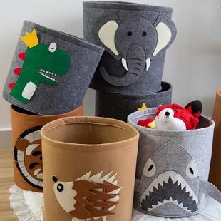 Felt Storage Barrel Cartoon Toy Storage Barrel Felt Animal Storage Basket Dirty Clothes Storage Barrel